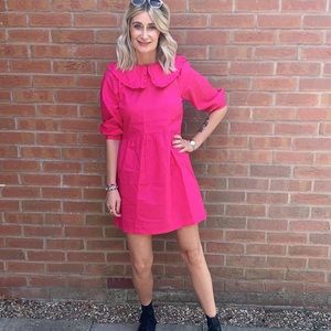 Poplin Cotton Peter Pan Collared H&M Short DRESS - NWT fuchsia cerise hot pink
